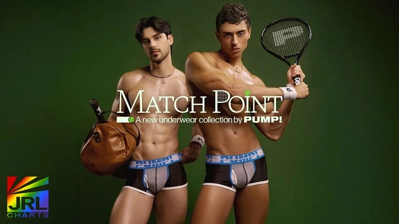 PUMP! Match Point Core underwear collection campaign featuring the brand’s tennis-inspired men’s underwear styles.
