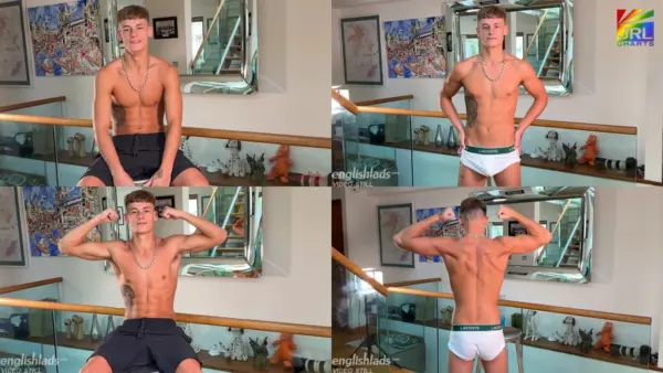 Theo Ardent posing in four video stills from his English Lads solo release
