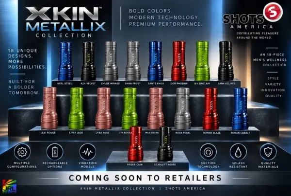 SHOTS America XKIN Metallix 18-piece collection featuring metallic men's wellness products coming soon to specialty retailers.