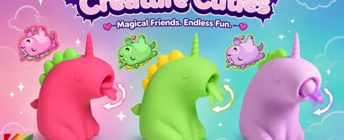 XR Brands Creature Cuties featuring Tappyhorn, Lickyhorn and Flickyhorn silicone stimulators.