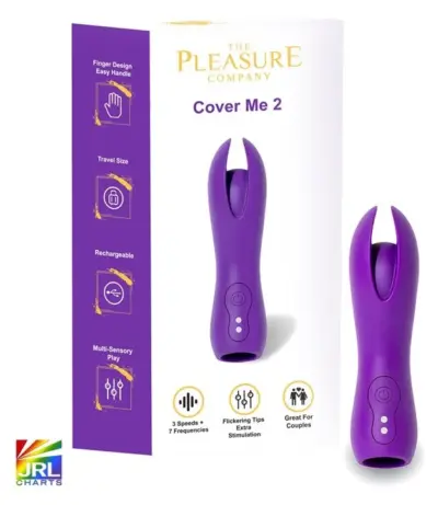 Cover Me 2 Finger Vibrator with purple retail packaging from The Pleasure Company