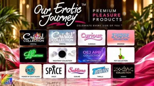 Our Erotic Journey brand portfolio featuring Cristal, Curious, Eroride, LIT, Nightmist, Space, Sublime, Thrillz and Zodiac collections.