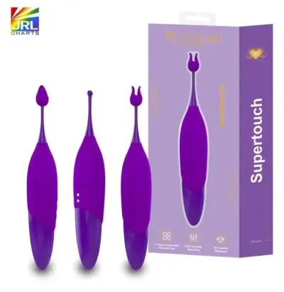 Super Touch 3 Pleasure Tips Vibe with three interchangeable tips and retail packaging from The Pleasure Company